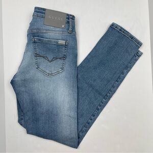 GUESS Men’s 29 Skinny Jeans Light Wash Distressed Ripped Streetwear Grunge Denim